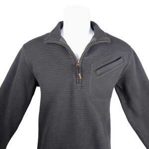 Billy Reid Mens Gray Textured Waffle Knit Quarter Zip Pullover Sweater Medium